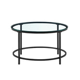 Masuta de cafea rotunda cu cadru metalic negru si blat din sticla securizata 6 mm grosime, 70x40 cm Bayamo HARO